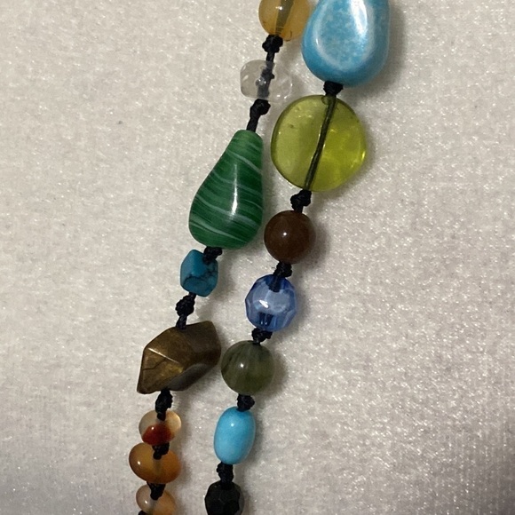Colorful Artsy Bohemian Multicolored Beaded Knotted Long Necklace Festival - Picture 9 of 15